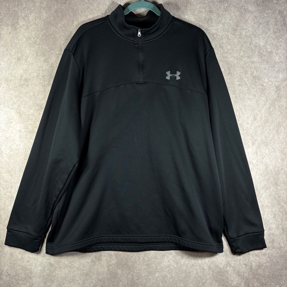 Under Armour Pullover Mens XXL Black ColdGear 1/4 Zip Fleece Lined Loose Fit